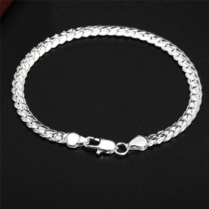 Nice 925 Sterling Silver 6mm Side Chain Bracelets For Woman Men Fashion Wedding Engagement Jewelry Gift