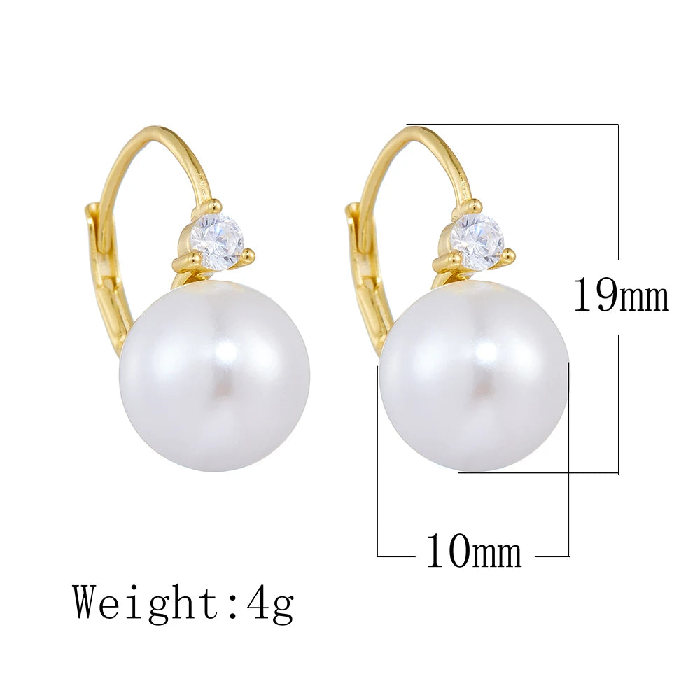 FULSUN Trendy Zirconia Mother of Pearl Ball Earrings 925 Sterling Silver 14K Gold Plated Fine Jewellery Ladies Gift