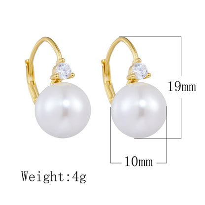 FULSUN Trendy Zirconia Mother of Pearl Ball Earrings 925 Sterling Silver 14K Gold Plated Fine Jewellery Ladies Gift