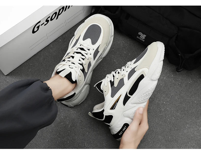 Sneakers for Men 2024 New Trend Mesh Breathable Lace Up Casual Shoes Thick Sole Versatile Clunky Sneaker for Men Tenis Masculino