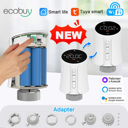 New Tuya Wifi Thermostat Radiator Actuator TRV Smart Thermostatic Valve Wifi Thermostat Temperature Controller Alexa Google Home