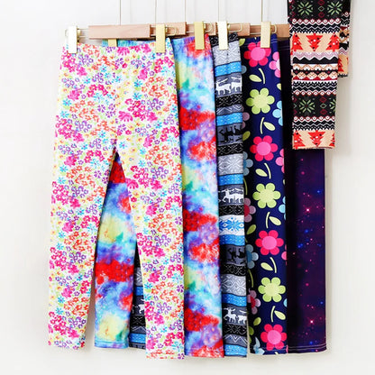 Girls Leggings Ice Cream Elastic Floral Stretch Pants Children Student Yoga Running Pants Soft Skinny Trousers Teenage 2-13Yrs