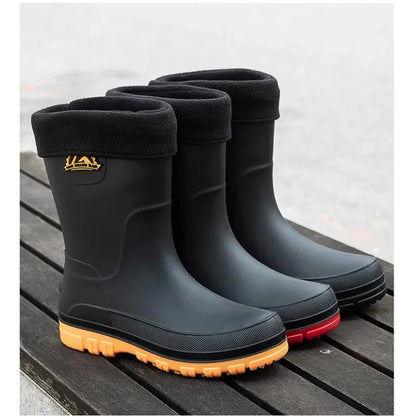 New ，Rain Shoes， Men's ，Non-slip Thick-soled Work Shoes Water Boots Short Rain Boots Fishing Shoes Rubber Shoes Waterproof Shoes