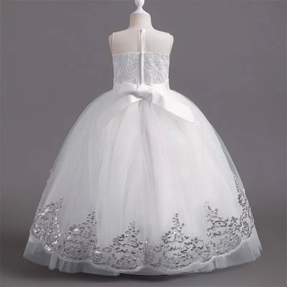 Girls Bridesmaid Banquet Dress for Wedding Appliques Lace First Communion Long Gown Teen Girls Graduation Birthday Party Clothes