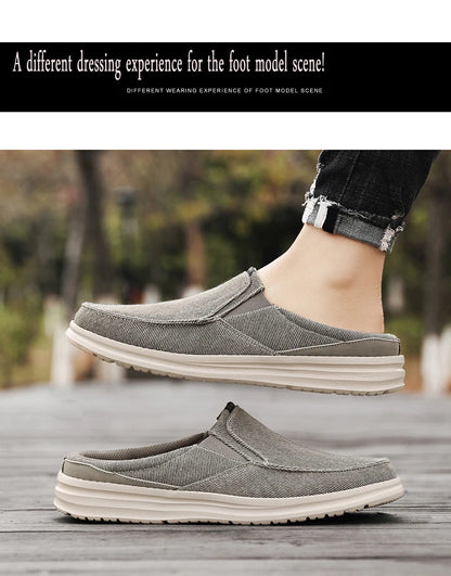 2024 Summer Men's Half Slippers Fashion Men's Flat Bottom Casual Shoes Soft Sole Cloth Shoes Support Shoes Men's Sports Shoes