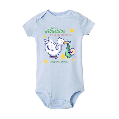 Hello Grandparent I'm on My Way See You Soon Print Newborn Romper Pregnancy Announcement Clothes Baby Reveal Bodysuit for Family