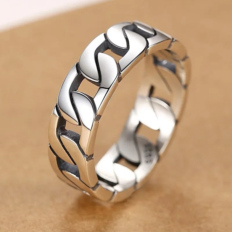 Real Silver Weave Ring For Man Woman Couple Rings S925 Sterling Silver Retro Classical Simple Lover Ring Jewelry Gift