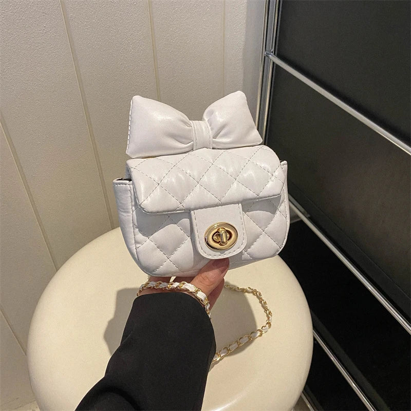 Mini Designer Luxury Shoulder Bag Toddler Princess Baby Girls Pink Bow Handbag Little Girl Cute Crossbody Purse For Women Girls