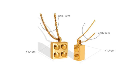 Necklace For Women Stainless Steel With Lego Brick Pendant Gold Color Men's Chain Necklaces Woman's Designer Jewelry Accessories