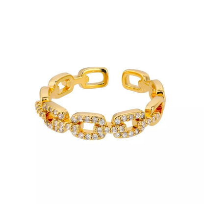 2024 New Arrival Trendy Gold Color Twist Chain Ring for Women Party Gift Free Shippig Items R8437