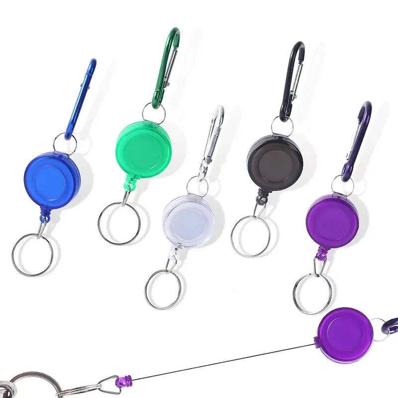 Retractable Pull Keychain Badge Reel ID Lanyard Name Tag Card Holder Reels Recoil Belt Key Ring Chain Clips Keyring Accessories