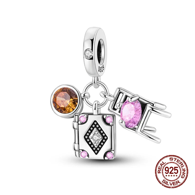 Summer New 925 Sterling Silver Crystal Turtle Coralline Holiday Charms Beads Fit Pandora 925 Original Bracelet Fine DIY Jewelry