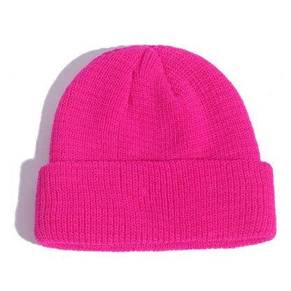 Winter Hats for Unisex New Beanies Knitted Solid Fluorescent  Caps Warmer Casual Beanies Trendy Hat  All-match Multicolor Candy