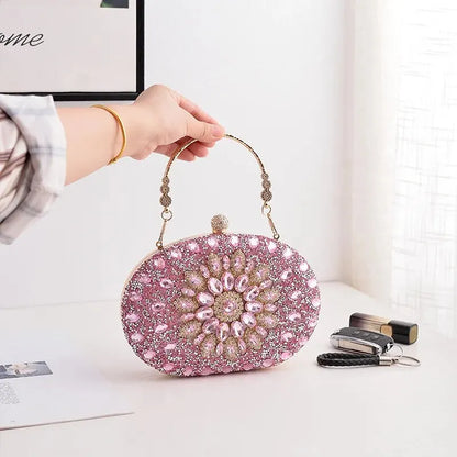 Cross-Border Hot Sunflower Dinner Bag Fashion Banquet Clutch Formal Dress Evening Bag Diamond Bag European and American Party Ba