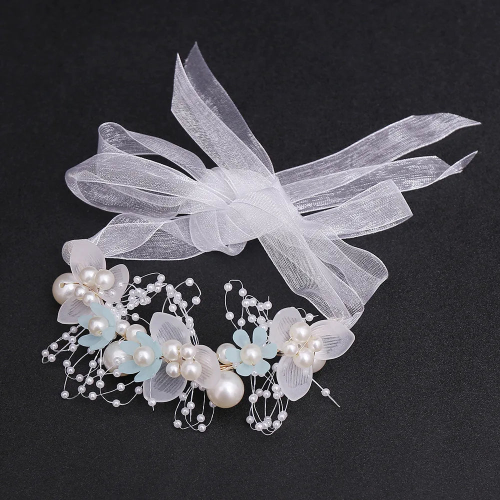 Children's Day Pearl Hairband Girl Performance Sweet Accessories Korean Version Super Immortal New Ribbon Flower Gift