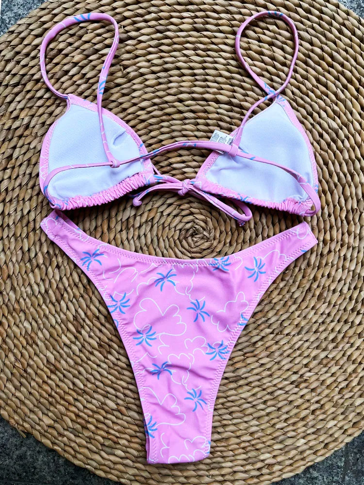 Micro Designer Bikinis Brand Triangle High Cut Thong Bikini Set Chic Swimsuit Women Swimwear Summer Beach Bathing Suits Monikini