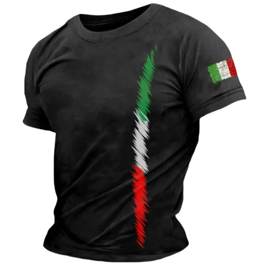 Simple Italia Flag Graphics T-shirts Summer Fashion Short Sleeve O Neck 3D Printed T Shirts Casual Streetwear Oversized Mens Tee