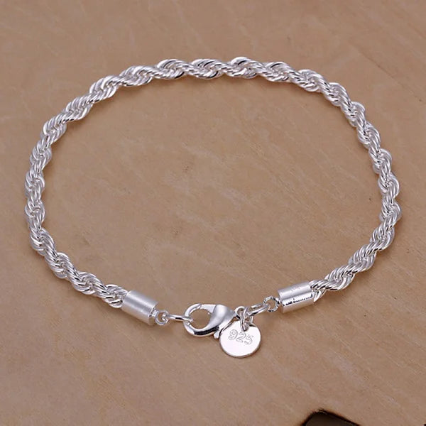 925 Sterling Silver Exquisite Solid Chain Bracelet Fashion Charm Women Men Solid Wedding Cute Simple Models Jewelry