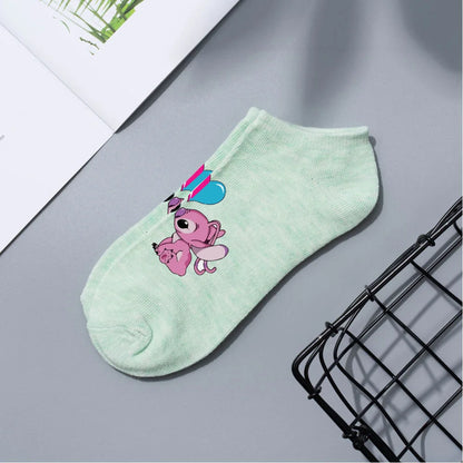 Anime Disney Lilo & Stitch Short Socks Cartoon Boat Socks Spring Summer Breathable Socks for Men and Women Cotton Ankle Socks