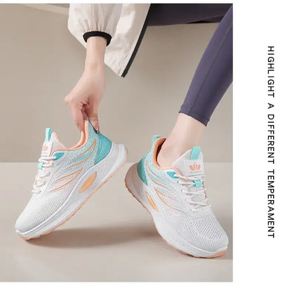 Spring 2025 New Thick Soled Sports Shoes Breathable Fitness Mesh Running Wear Resistant Casual Vulcanized Shoes for Women