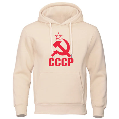 CCCP Popular Fashion Autumn New Fashion Letter Minimalist Printed Elastic Top Loose Men's Hooded Sweatshirt Hip Hop Hoodie Sweat