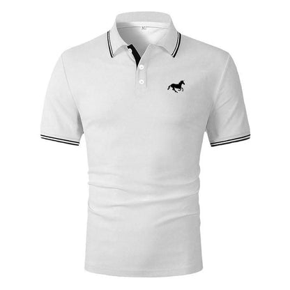 Men Clothes Summer Fashion Short Sleeve Pure Color Polo Shirt 100% Polyester Men Business Casual Lapel Golf Polo Shirt Tops