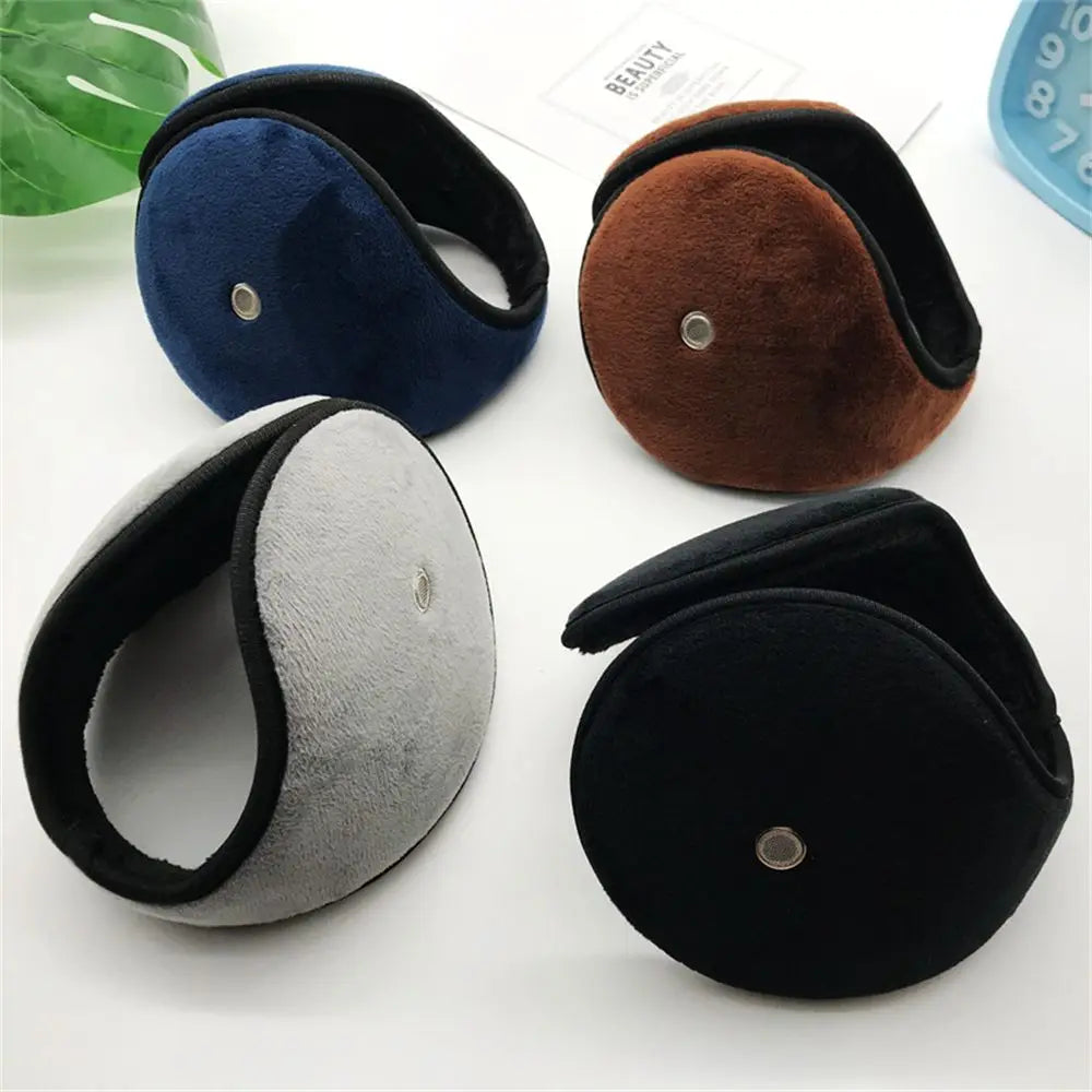 Mens Ear Muffs Winter Ear Warmers Fleece Unisex Plush Earmuffs Behind Band Head W/Loudspeaker Hole