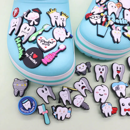 40pcs/set Shoe Charms Tooth Health Brush Cute Garden Shoes Accessories Buckle Decorations Fit Wristband Kids Gift