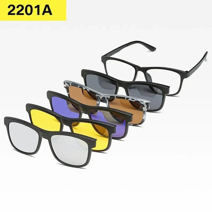 6 In 1 Custom Men Women Polarized Optical Magnetic Sunglasses Clip Magnet Clip on Sunglasses Polaroid Clip on Sun Glasses Frame