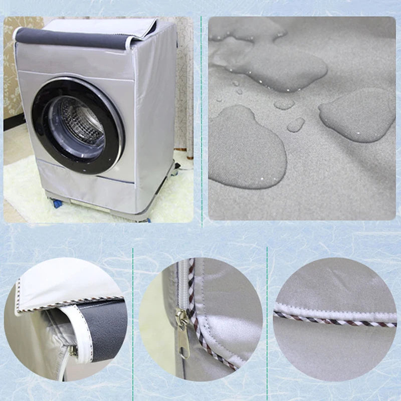 Silver Washing Machine Cover Waterproof Washer Cover For Front Load Dryer Household Protective Cover Home Accessories