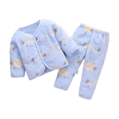 2Pcs Set Newborn Baby Clothing Flannle Girls Set Spring Autumn Suit for Babies Soft Toddler Jacket Fashion Infant Clothes 0-24 M