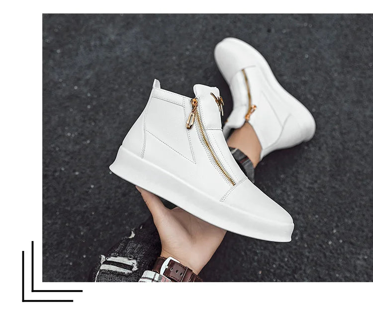 Fashion Brand Mens High-top Sneakers Hot sale White Platform Casual Shoes Men Zipper Designer Sneakers Street Skateboard Shoes