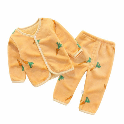 2Pcs Set Newborn Baby Clothing Flannle Girls Set Spring Autumn Suit for Babies Soft Toddler Jacket Fashion Infant Clothes 0-24 M