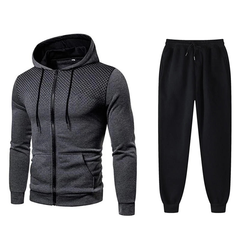 Men's Tracksuit Two-Piece Hoodie + Track Pants Jacket Pullover Casual Outdoor Sports Fashion Streetwear Zipper Hooded Set