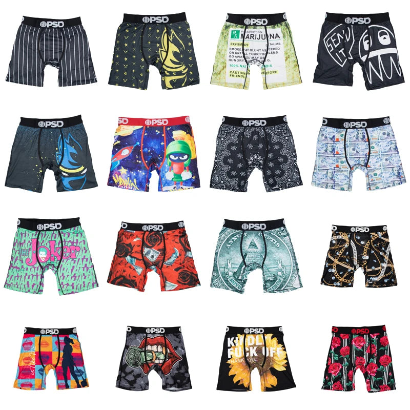 1Pcs Men Underwear Breathable Nylon Men's Boxershorts Fashion Printed Mens Underpants Man Panties Sexy Men Trunks Boxer Briefs