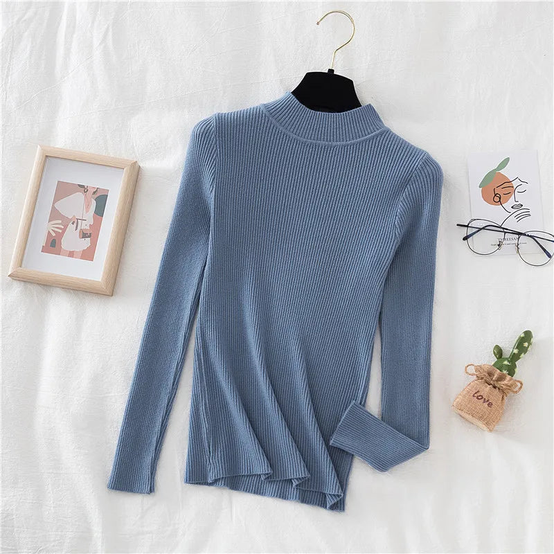 Women Turtleneck Sweater Knitted Soft Pullovers cashmere Jumpers Basic Solid Soft Sweaters Women Autumn Winter Casual Top