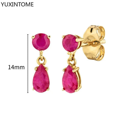 925 Silver Ear Needle Rose Red Hoop Earrings For Women Exquisite Water Drop/Flower/Heart Crystal Piercing Huggie Earring Jewelry