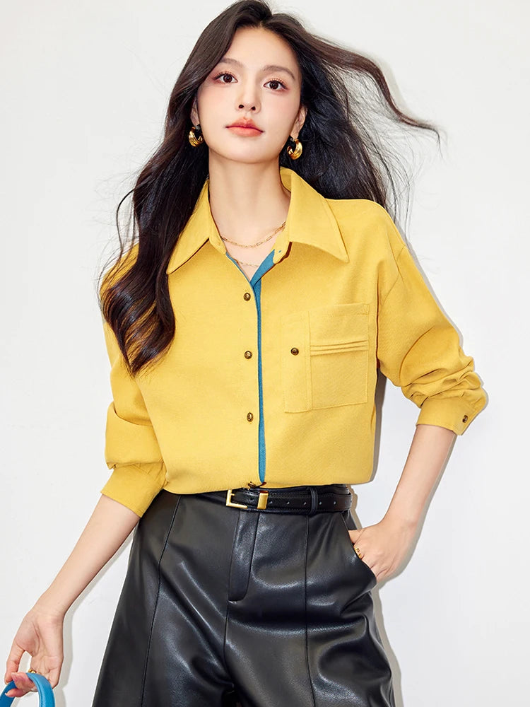 2024 New Spring and Autumn Fashionable Temperament Shirt Women's Casual Versatile Commuter Style Long Sleeved Shirt