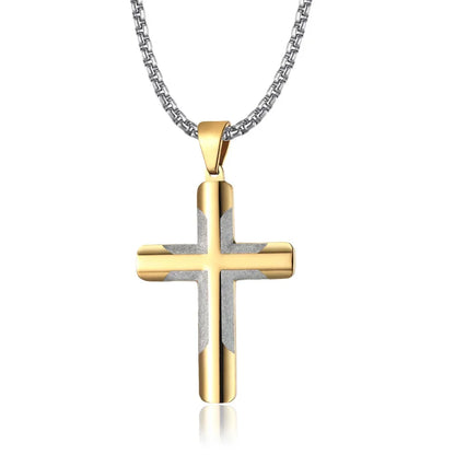 2023 New Stainless Steel Cross Pendant Necklace for Men Boyfriend Charm Link Chain Male Punk Hip-hop Jewelry Dropshipping