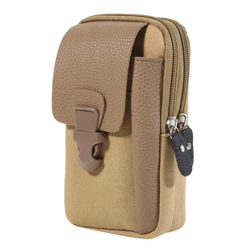 Casual Male Zipper Men Waist Bags Small Solid Color Card Holder 4 Inch Phone Packs Belt Fanny Purse