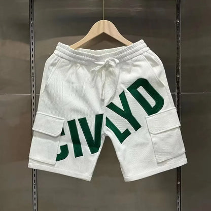 2024 Summer Men's Shorts Japan Fashion Streetwear Harajuku Letter Shorts Men Trend Men Clothing Elastic Waist Sport Short Men