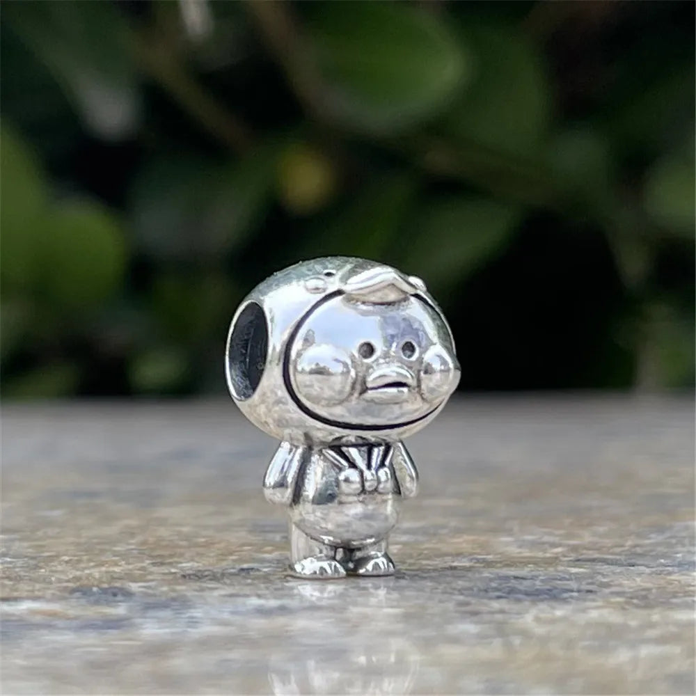 Fine 925 Silver Fit Original Bracelet DIY Women Jewelry Gift Cute Shining Love Heart Zircon animal Charms penguin Cat Frog Beads