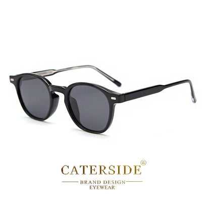 Caterside Polarized Round Sunglasses Men Punk TR Frame Core Insert Leg Retro Sun Glasses Women Set Driving Fishing Eyewear UV400