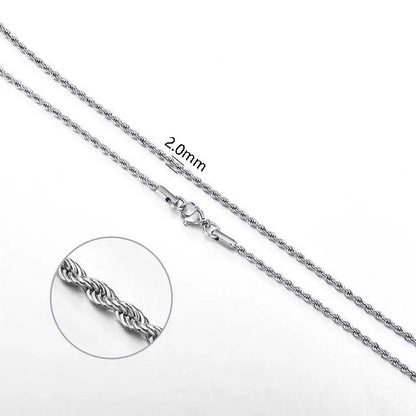 925 Sterling Silver 2/3/4MM 16-24 Inches Rope Chain Necklace For Men Women Fashion Punk Wedding Party Gifts Jewelry