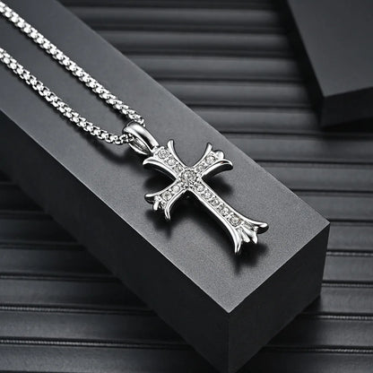 2023 New Stainless Steel Cross Pendant Necklace for Men Boyfriend Charm Link Chain Male Punk Hip-hop Jewelry Dropshipping