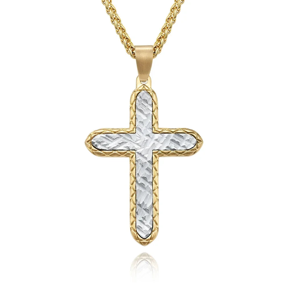 2023 New Stainless Steel Cross Pendant Necklace for Men Boyfriend Charm Link Chain Male Punk Hip-hop Jewelry Dropshipping