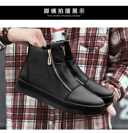 Fashion Brand Mens High-top Sneakers Hot sale White Platform Casual Shoes Men Zipper Designer Sneakers Street Skateboard Shoes