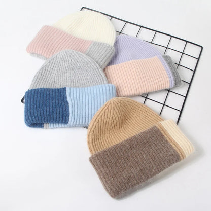 VISROVER 12 Colors Solid Real Cashmere Beanies Winter Hat For Woman Acrylic Hat Woman Autumn Warm Skullies For Man Wholesales