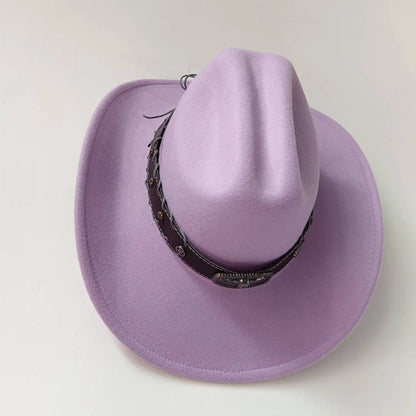 New 9CM Wide Brim Western Cowboy Hat For Men's Vintage Fascinator Cowgirl Jazz Hat Cloche Church Caps Sombrero Hombre