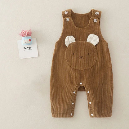 MILANCEL New Baby Autumn Rompers Infant Girls Cartoon Bear Corduroy Onesie Toddler Thin Style 0-2T Loose Overall